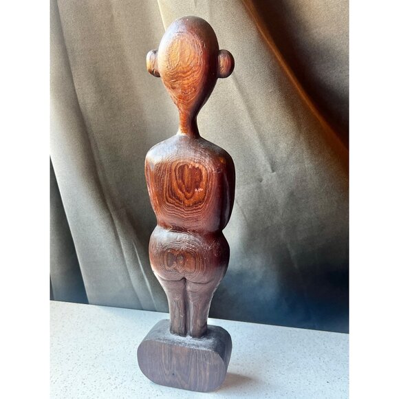 Handcrafted Wooden Abstract Female Figure Sculpture Vintage 13” T - Picture 5 of 14